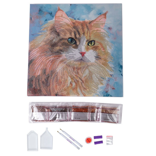 “Curious Cat” Crystal Art Kit 30x30cm Content