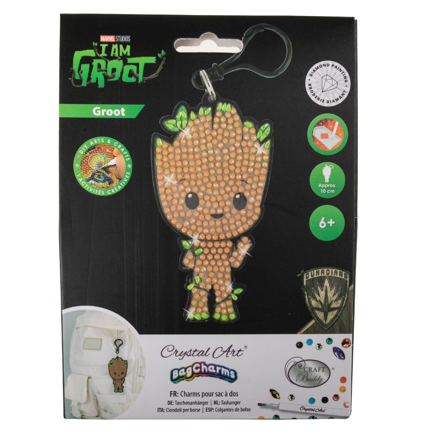 "Groot" Crystal Art Backpack Charm Kit MARVEL Front Packaging
