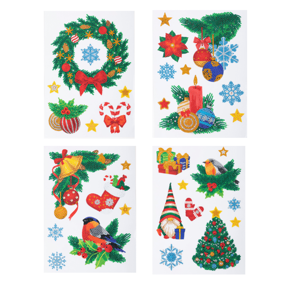 "Christmas" Crystal Art Wall Stickers 8 Sheets