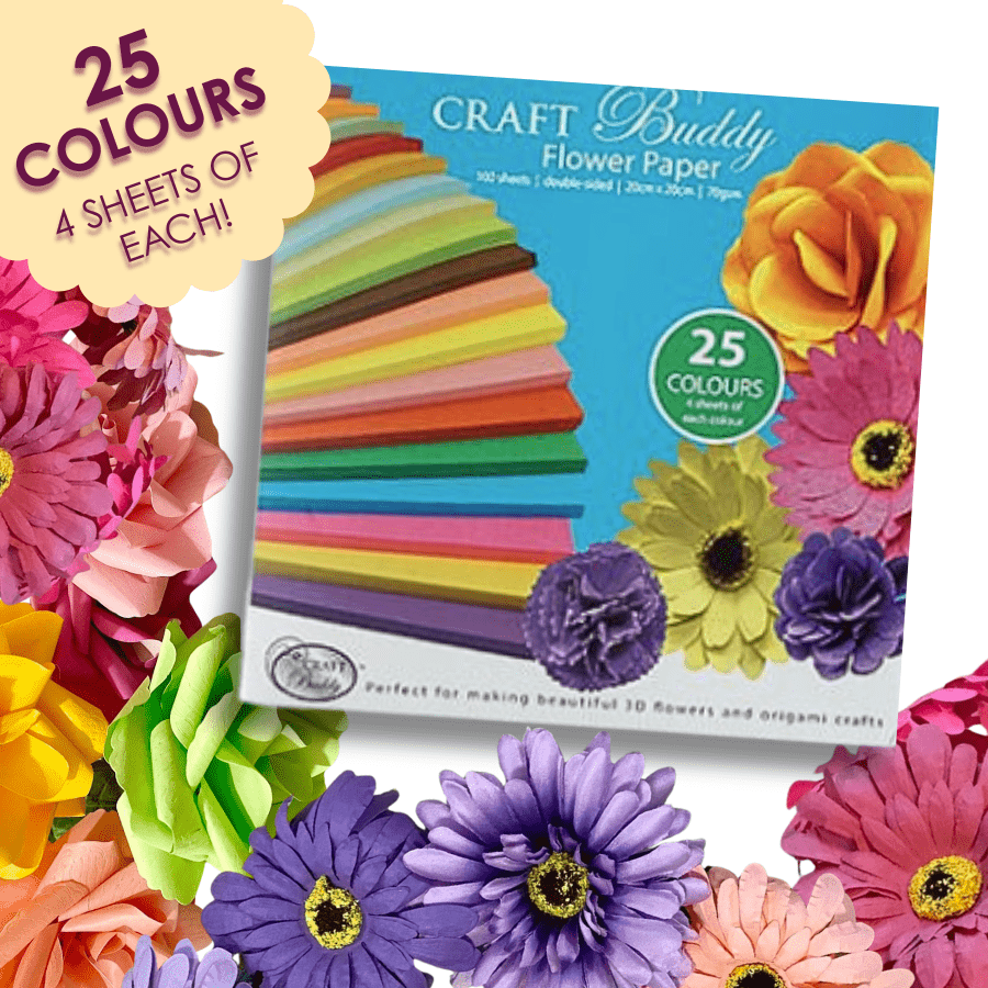 Craft Buddy 100 Sheets of 20 20cm Flower Paper
