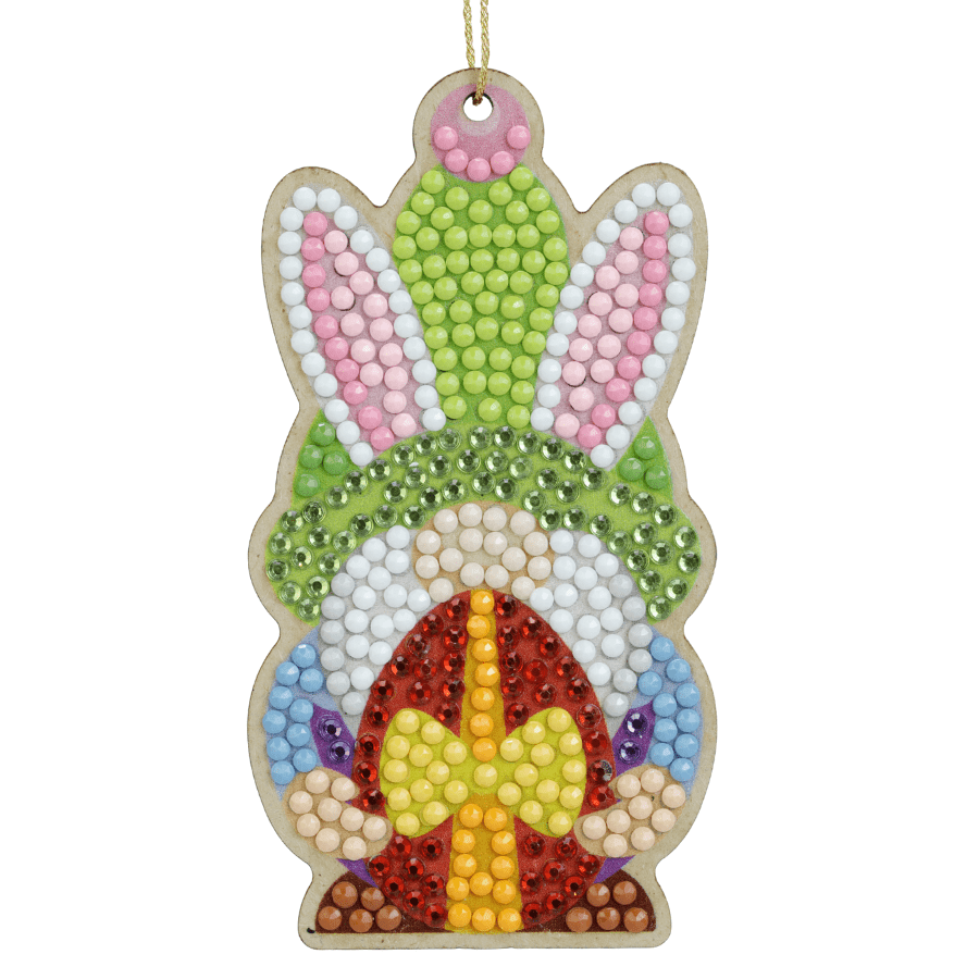 Crystal Art Wooden Hanging Decoration - Easter Gnomes