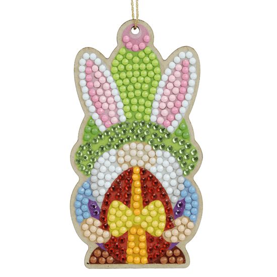 Crystal Art Wooden Hanging Decoration - Easter Gnomes