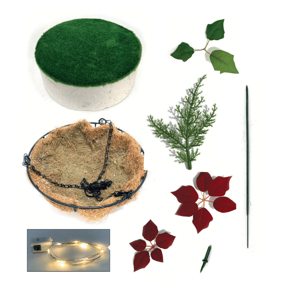 Poinsettia LED Forever Flowerz Hanging Basket