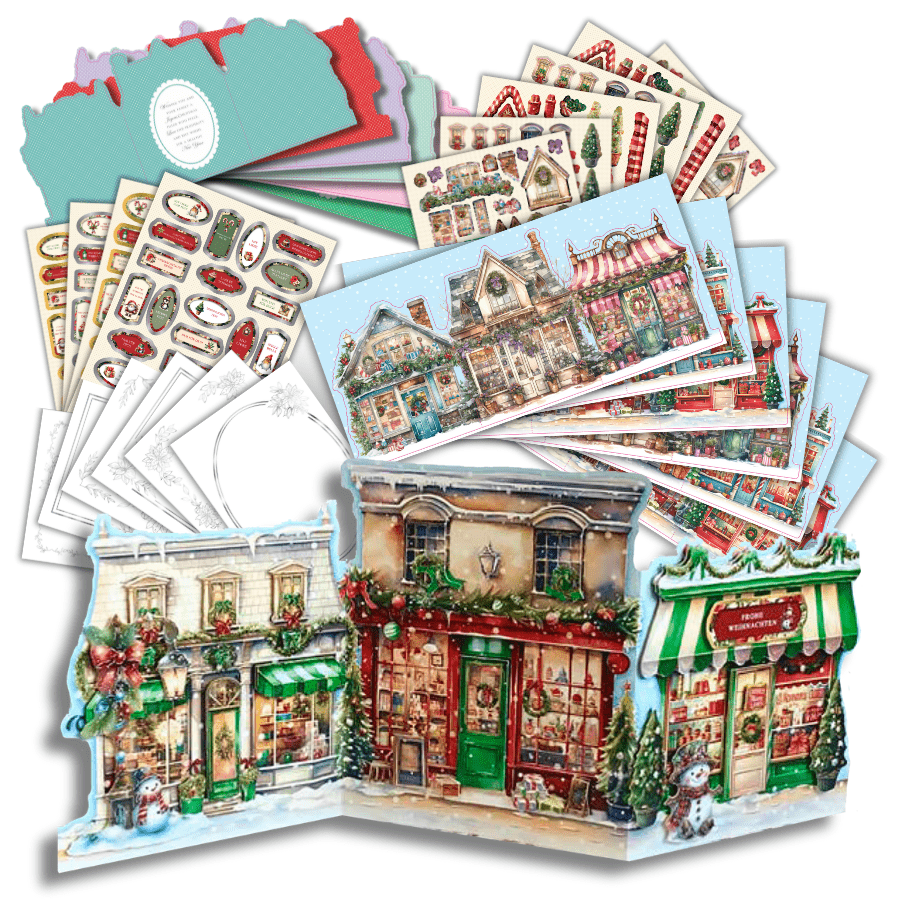 Cute Christmas Village Card Making Kit x 24 Cards