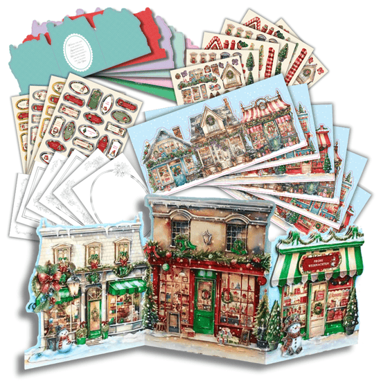 Cute Christmas Village Card Making Kit x 24 Cards
