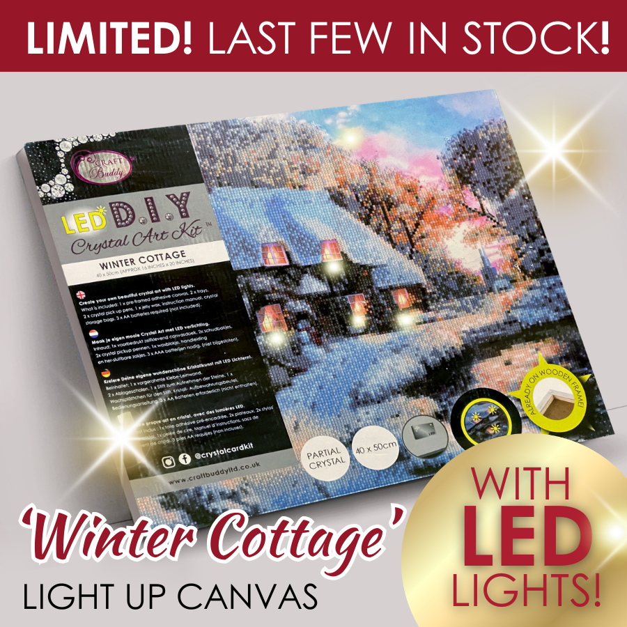 Winter Cottage LED Crystal Art Canvas Kit 40x50
