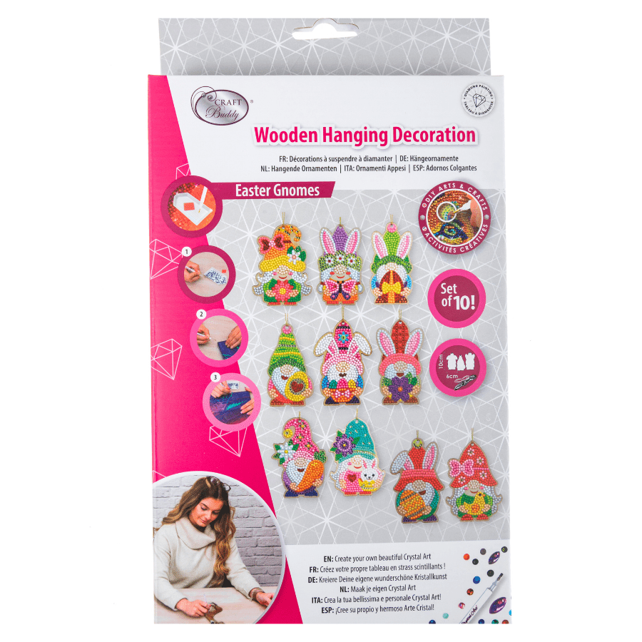 Crystal Art Wooden Hanging Decoration - Easter Gnomes