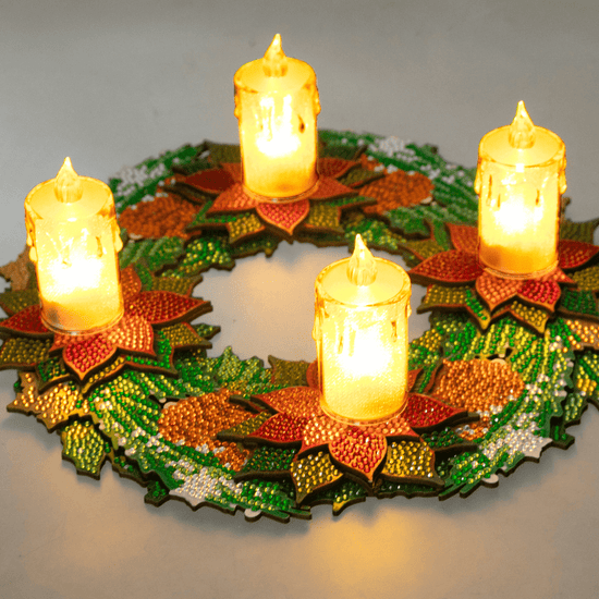 Christmas Candle Holder 3D Crystal Art Wreath Kit