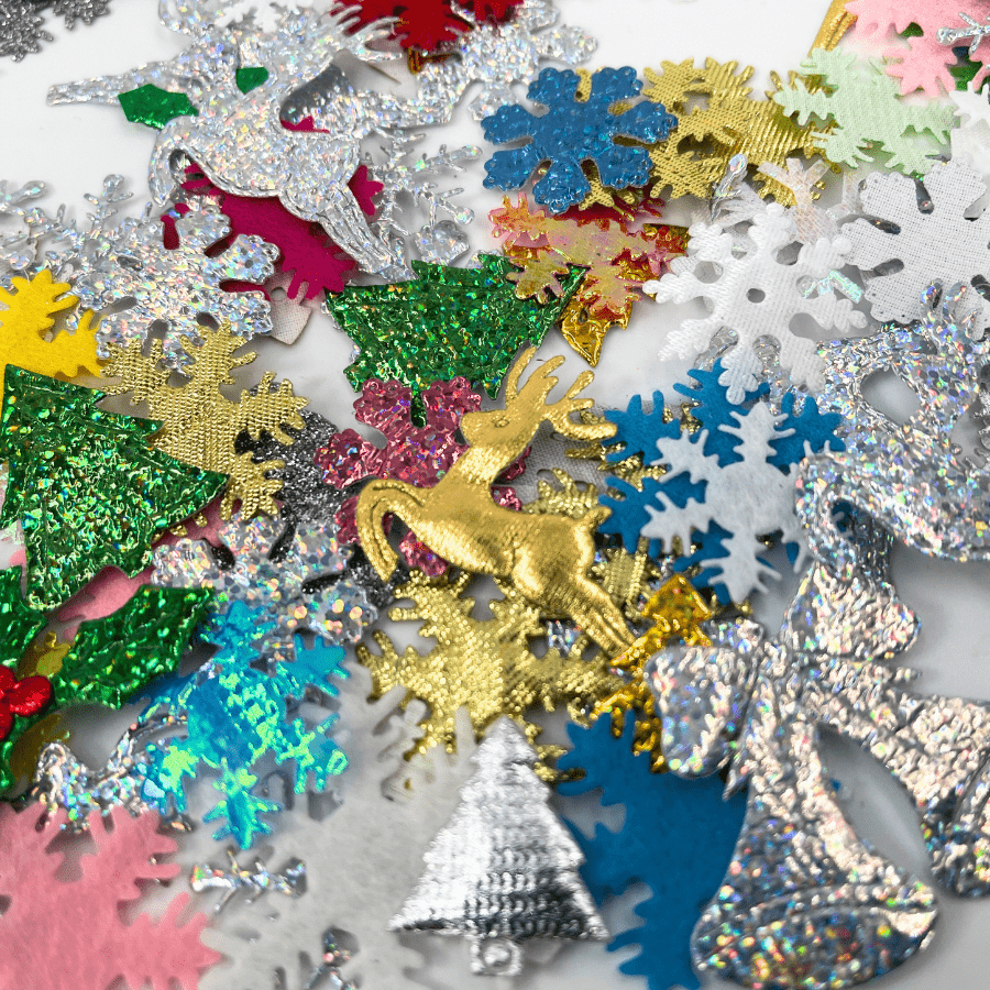 200 x Mixed Sparkle Christmas Embellishments