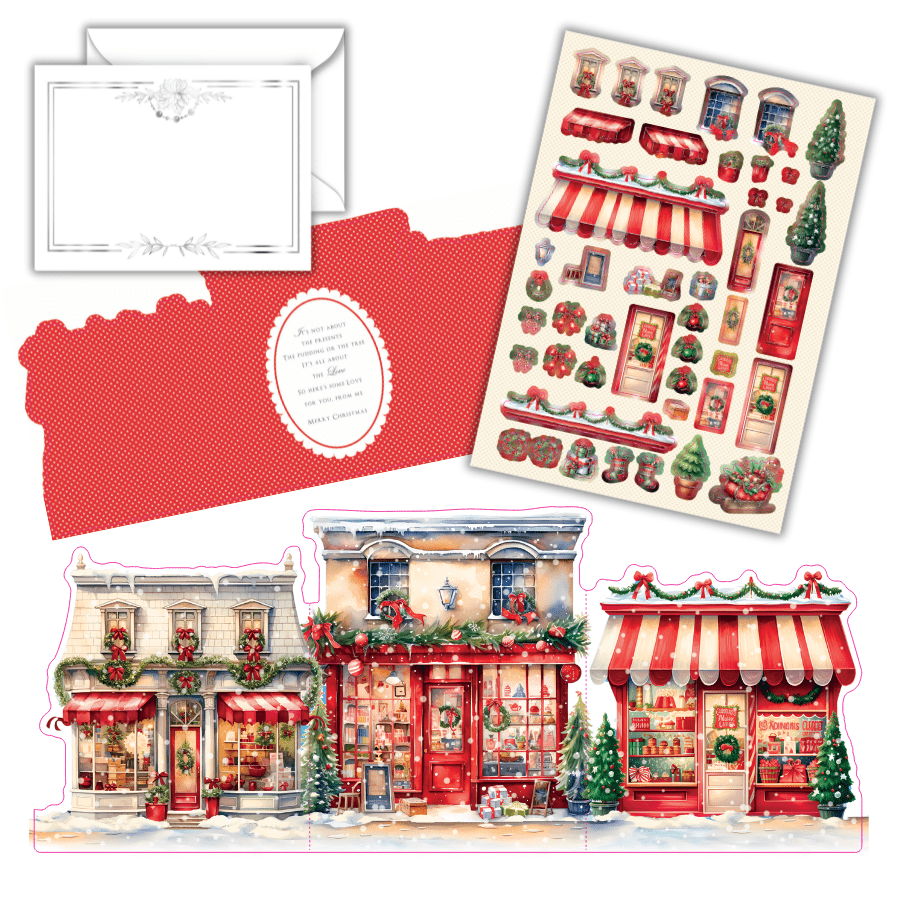 Cute Christmas Village Card Making Kit x 24 Cards