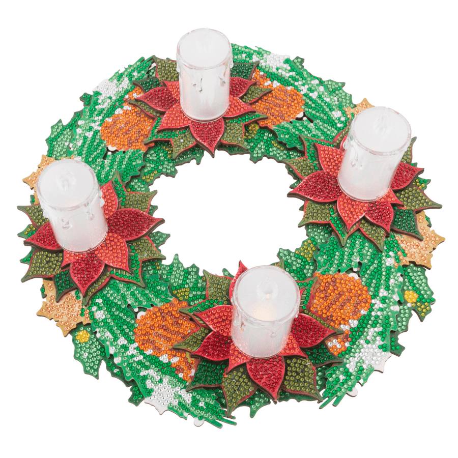Christmas Candle Holder 3D Crystal Art Wreath Kit