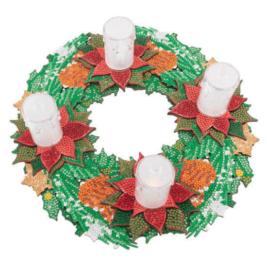 Christmas Candle Holder 3D Crystal Art Wreath Kit