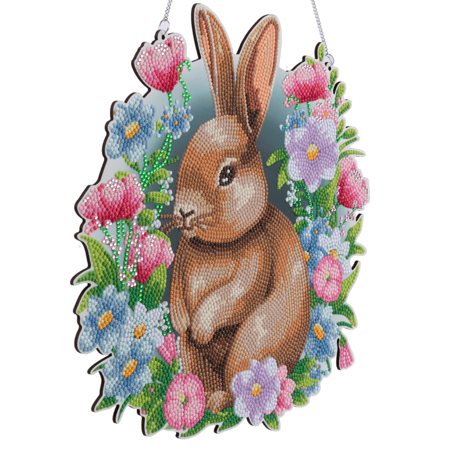 Crystal Art Wooden Hanging Decoration - Bunny