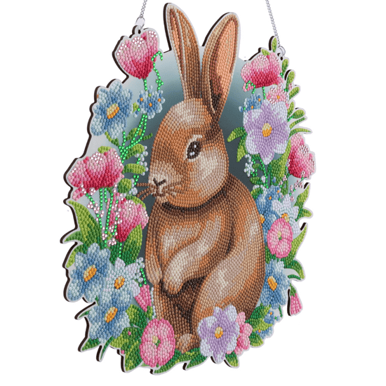 Crystal Art Wooden Hanging Decoration - Bunny