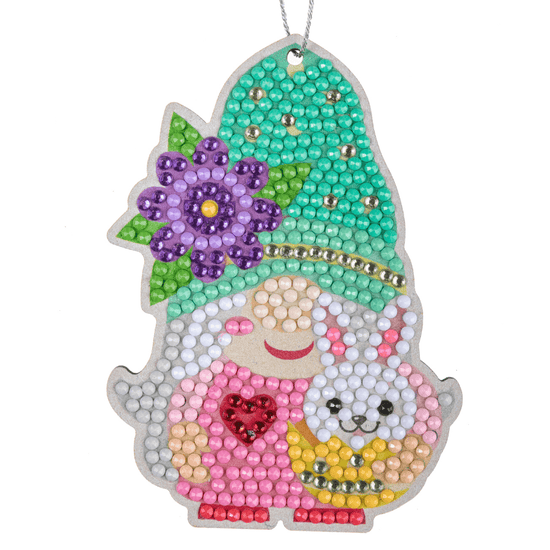 Crystal Art Wooden Hanging Decoration - Easter Gnomes