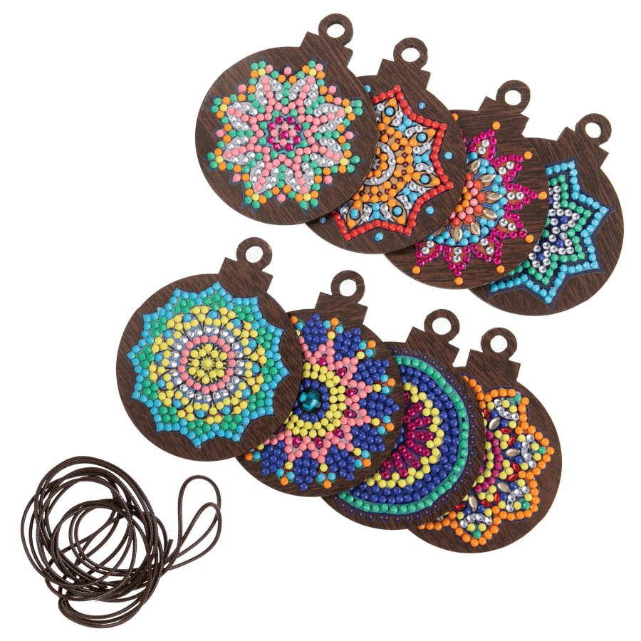 Mandala Mayhem Festive Hanging Decorations Crystal Art Set of 8