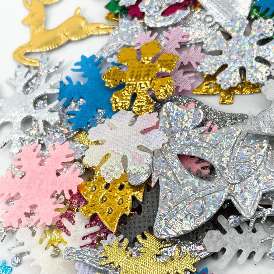 200 x Mixed Sparkle Christmas Embellishments