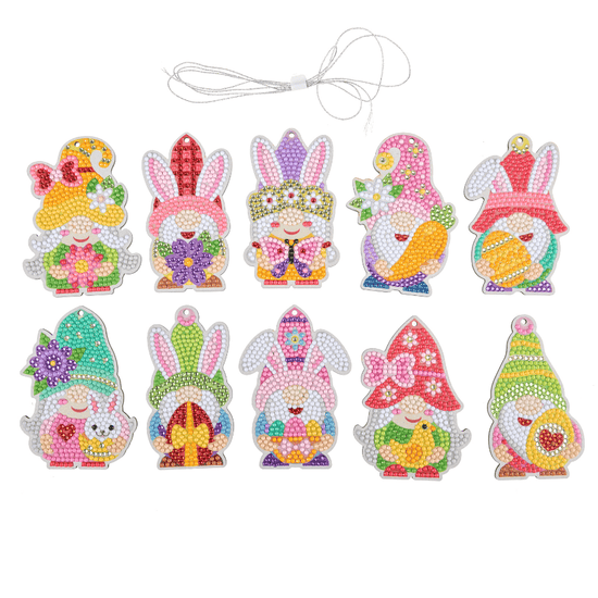 Crystal Art Wooden Hanging Decoration - Easter Gnomes