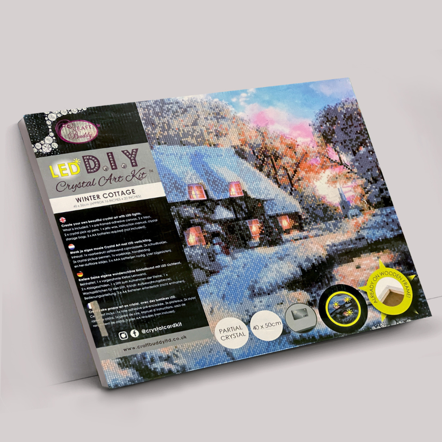 Winter Cottage LED Crystal Art Canvas Kit 40x50