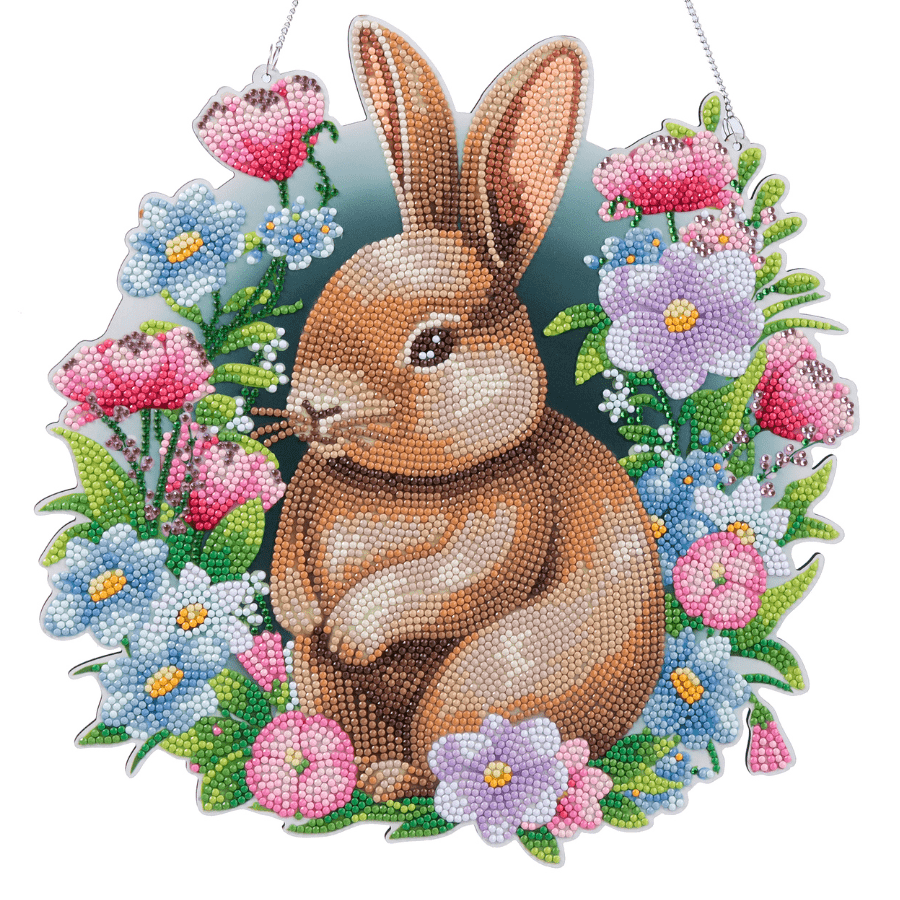 Crystal Art Wooden Hanging Decoration - Bunny