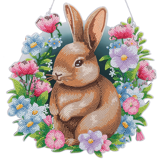Crystal Art Wooden Hanging Decoration - Bunny