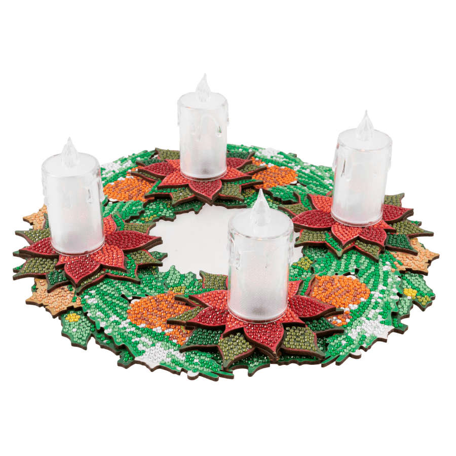 Christmas Candle Holder 3D Crystal Art Wreath Kit