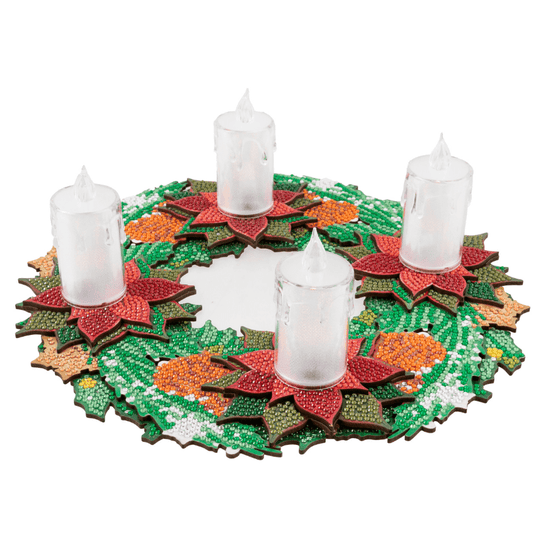 Christmas Candle Holder 3D Crystal Art Wreath Kit