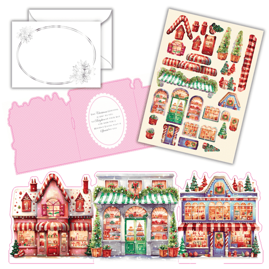 Cute Christmas Village Card Making Kit x 24 Cards