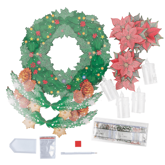 Christmas Candle Holder 3D Crystal Art Wreath Kit