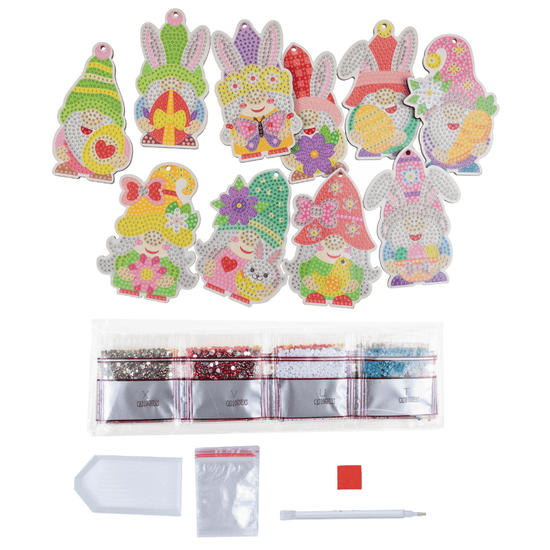 Crystal Art Wooden Hanging Decoration - Easter Gnomes