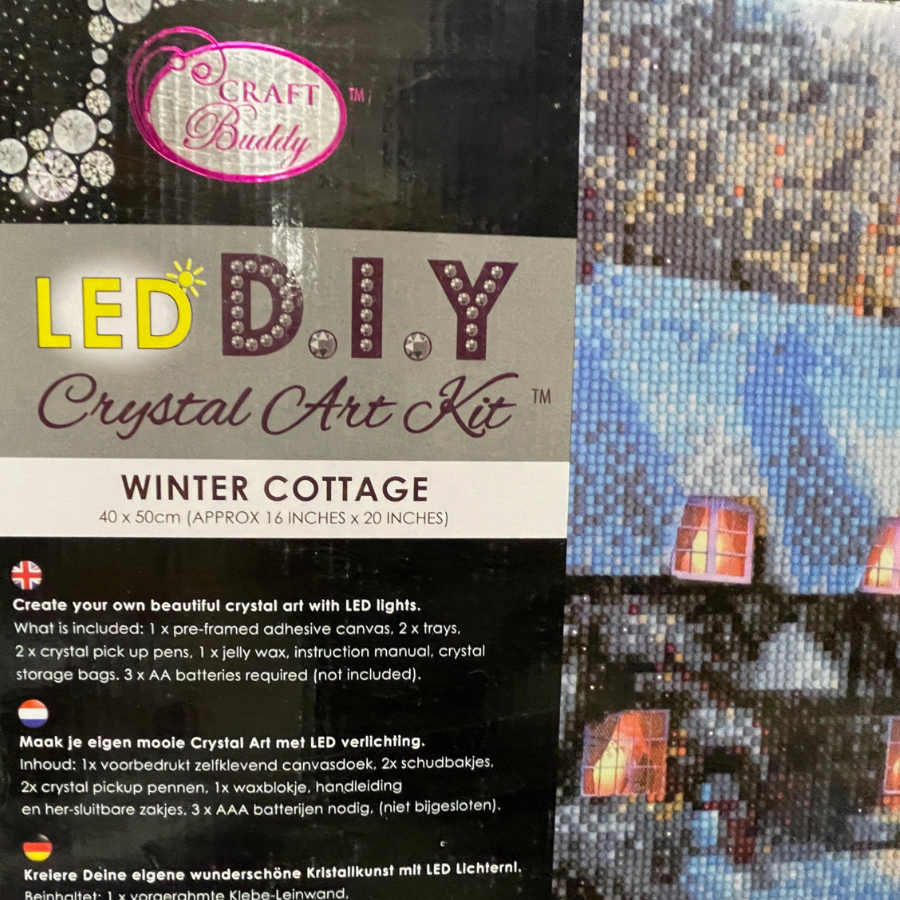 Winter Cottage LED Crystal Art Canvas Kit 40x50
