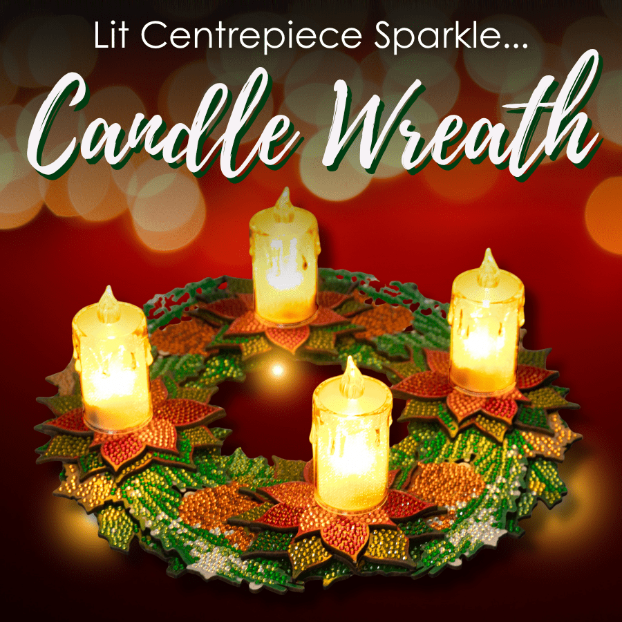 Christmas Candle Holder 3D Crystal Art Wreath Kit
