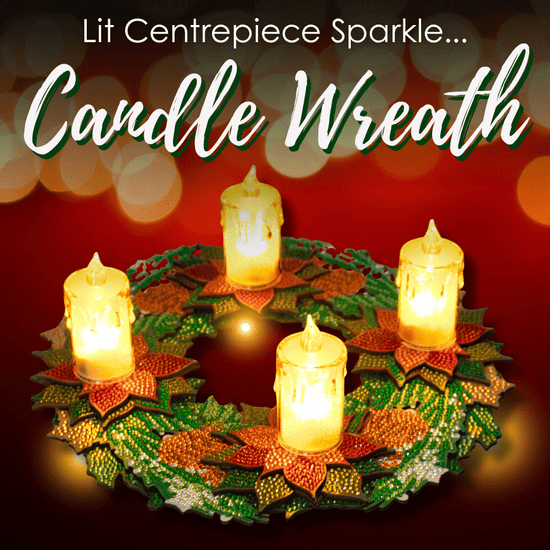 Christmas Candle Holder 3D Crystal Art Wreath Kit