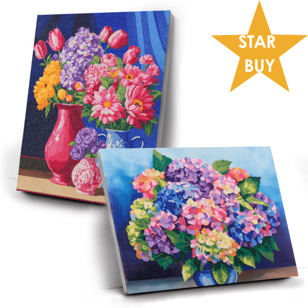 "Floral Set" Crystal Art Canvas Kit 35cmx45cm Set of 2