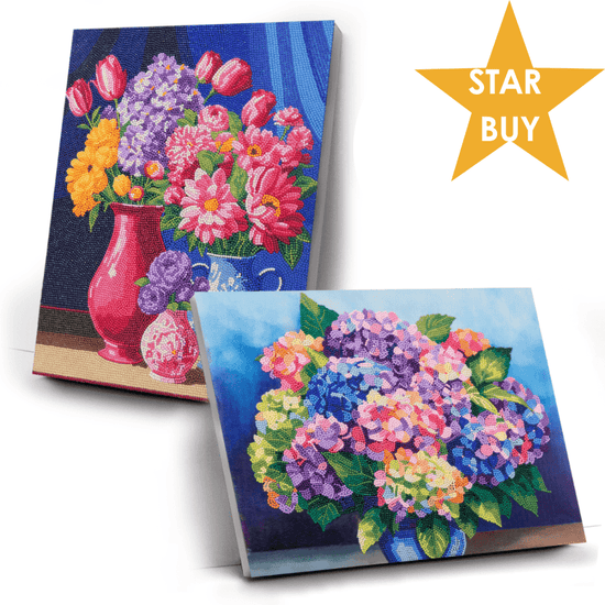 "Floral Set" Crystal Art Canvas Kit 35cmx45cm Set of 2