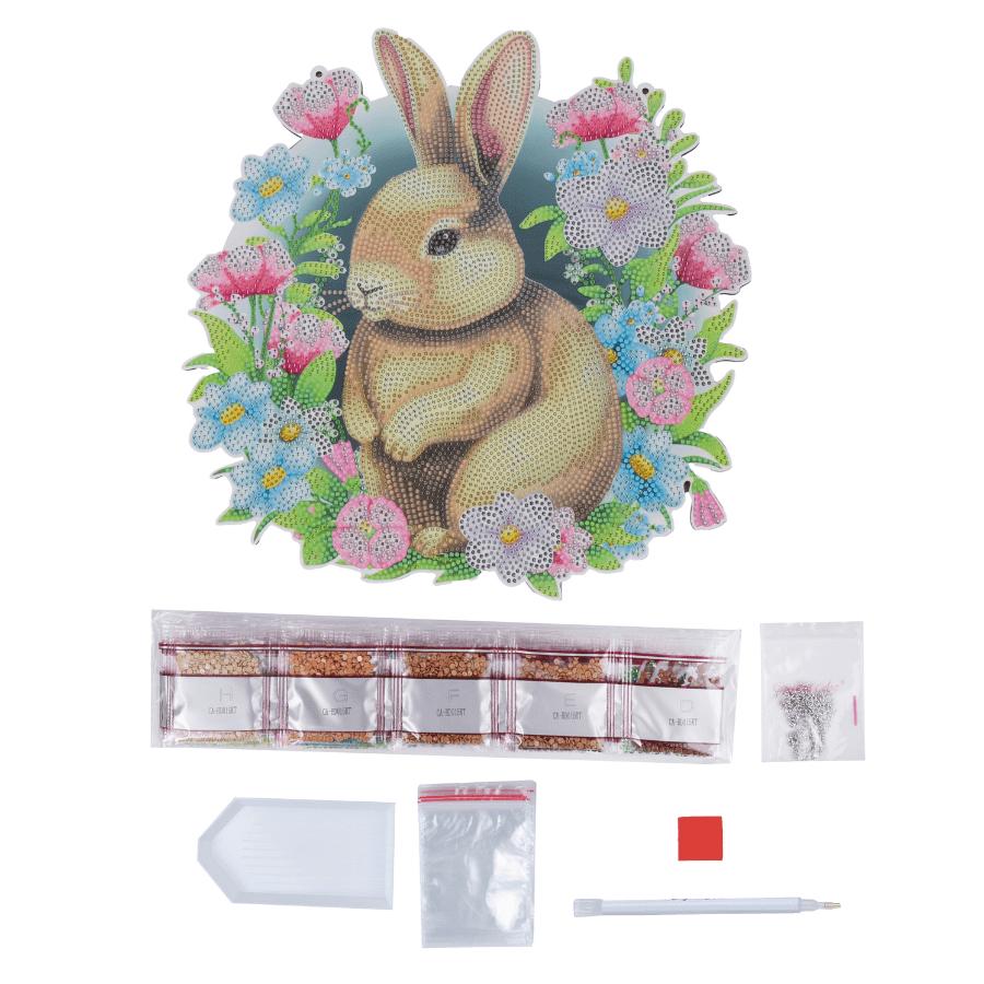 Crystal Art Wooden Hanging Decoration - Bunny