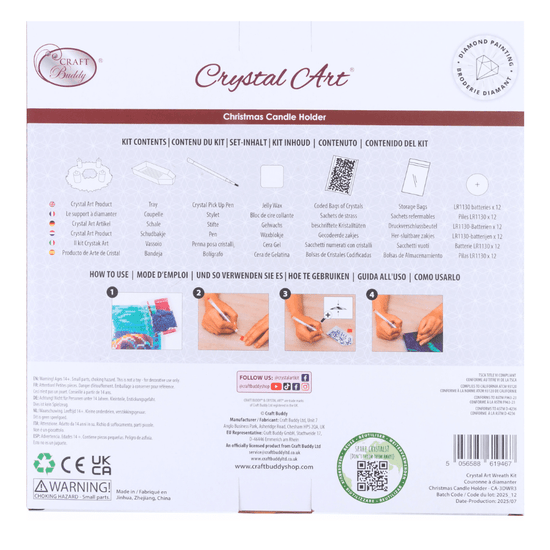 Christmas Candle Holder 3D Crystal Art Wreath Kit