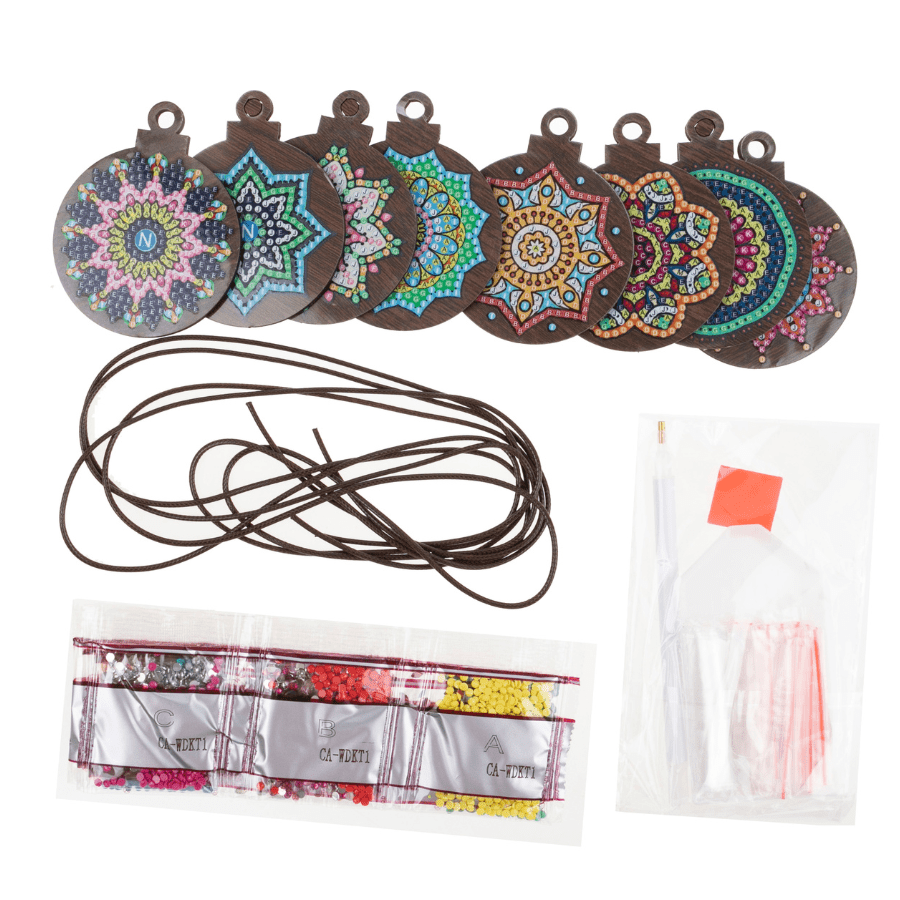 Mandala Mayhem Festive Hanging Decorations Crystal Art Set of 8