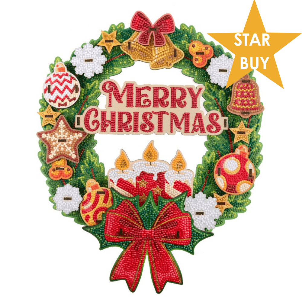 Merry Christmas 3D Crystal Art Wreath Kit
