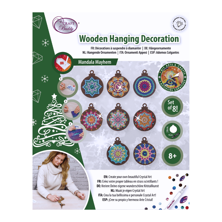 Mandala Mayhem Festive Hanging Decorations Crystal Art Set of 8