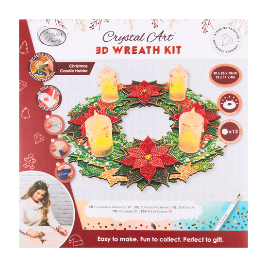 Christmas Candle Holder 3D Crystal Art Wreath Kit