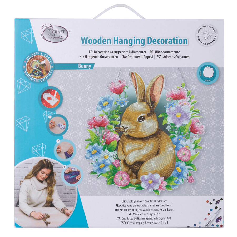 Crystal Art Wooden Hanging Decoration - Bunny