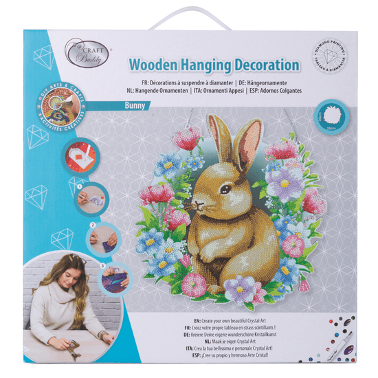 Crystal Art Wooden Hanging Decoration - Bunny