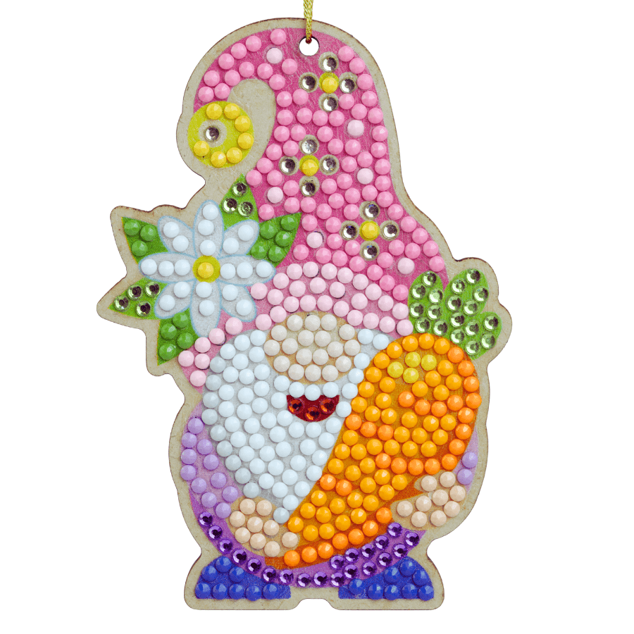 Crystal Art Wooden Hanging Decoration - Easter Gnomes