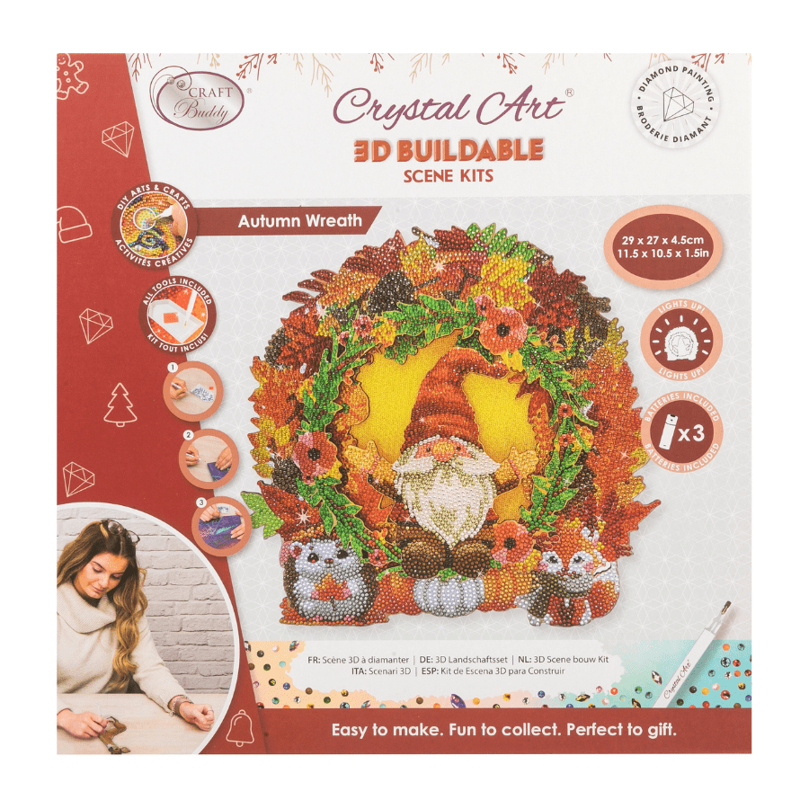 Autumn Wreath Crystal Art LED 3D Buildable Kit 7