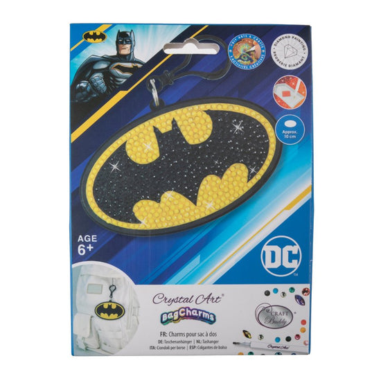 "Batman" Crystal Art Backpack Charm Kit DC Front Packaging