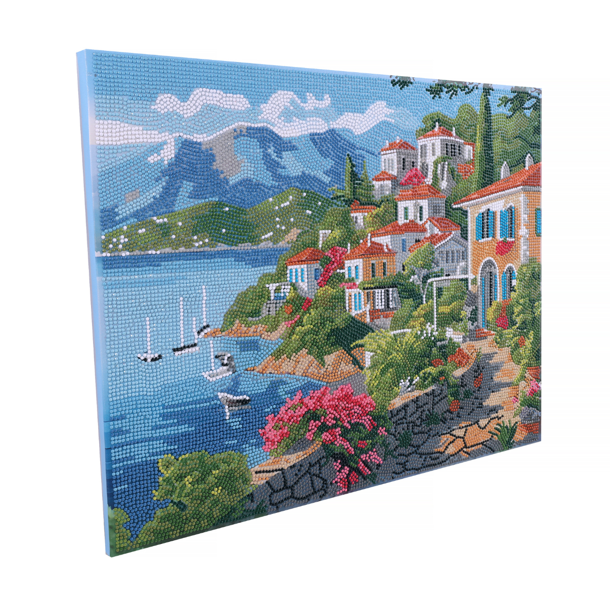 Blossoms & Blue Waters Crystal Art Canvas Kit side view