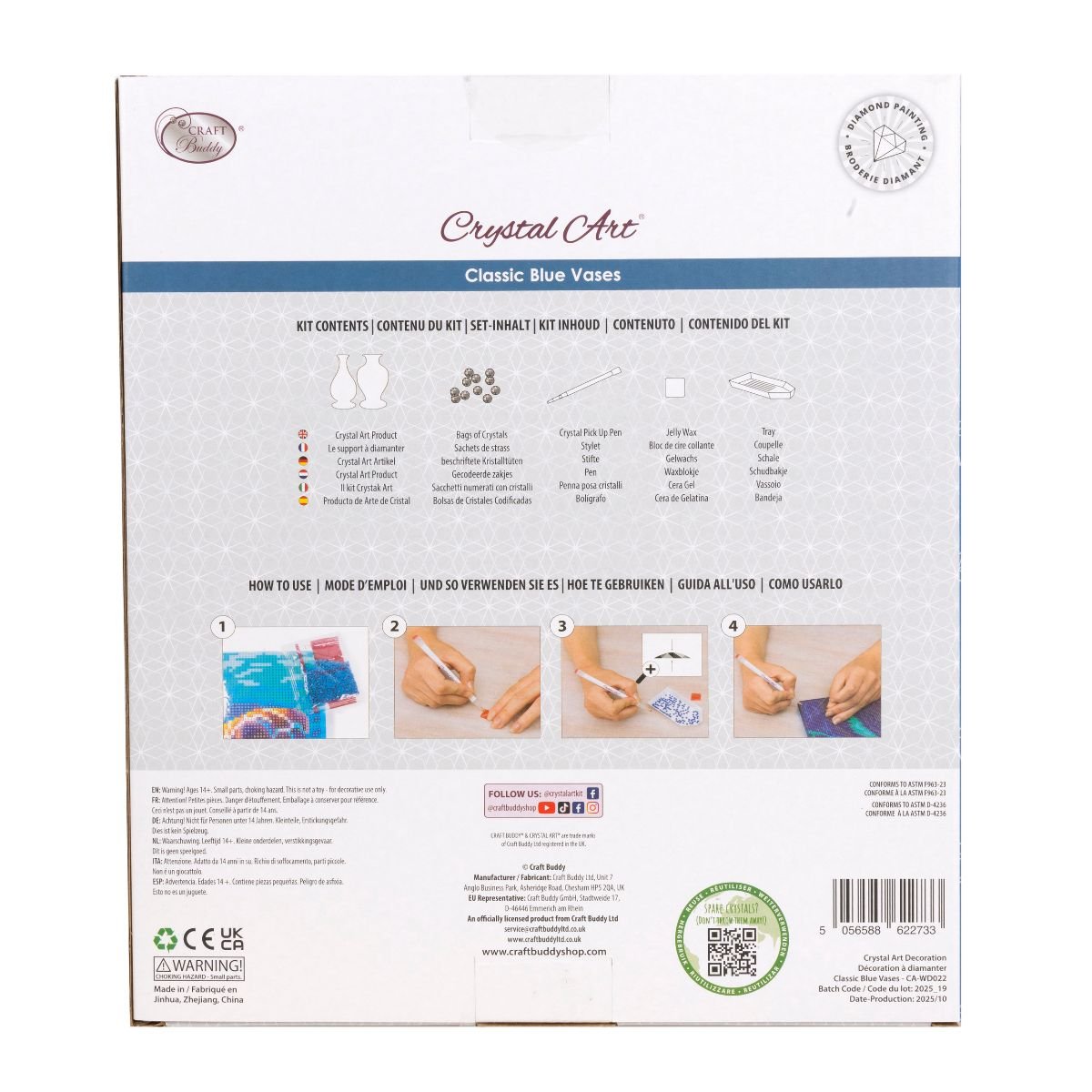 Blue vases diamond art decoration back packaging