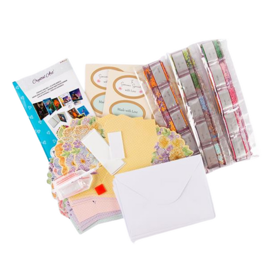 Load image into Gallery viewer, &amp;quot;Bouquet Cards&amp;quot; Crystal Art Paper Crafting Kit - Set of 12 Content
