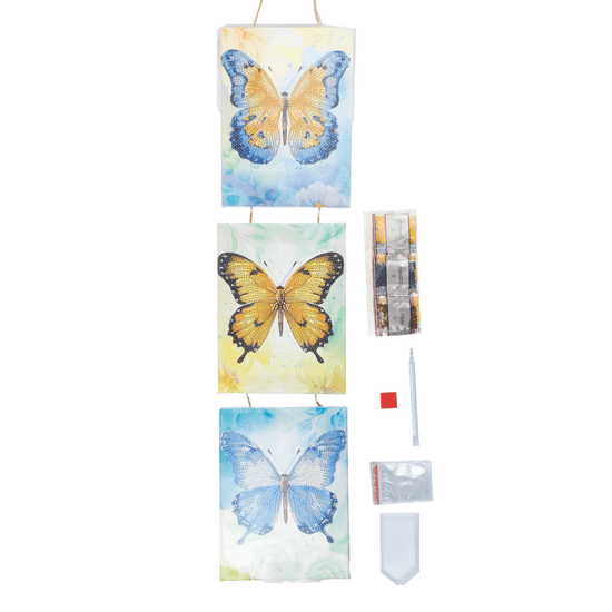 Butterflies Crystal Art Hanging Trio Canvas Kit 15x20 1